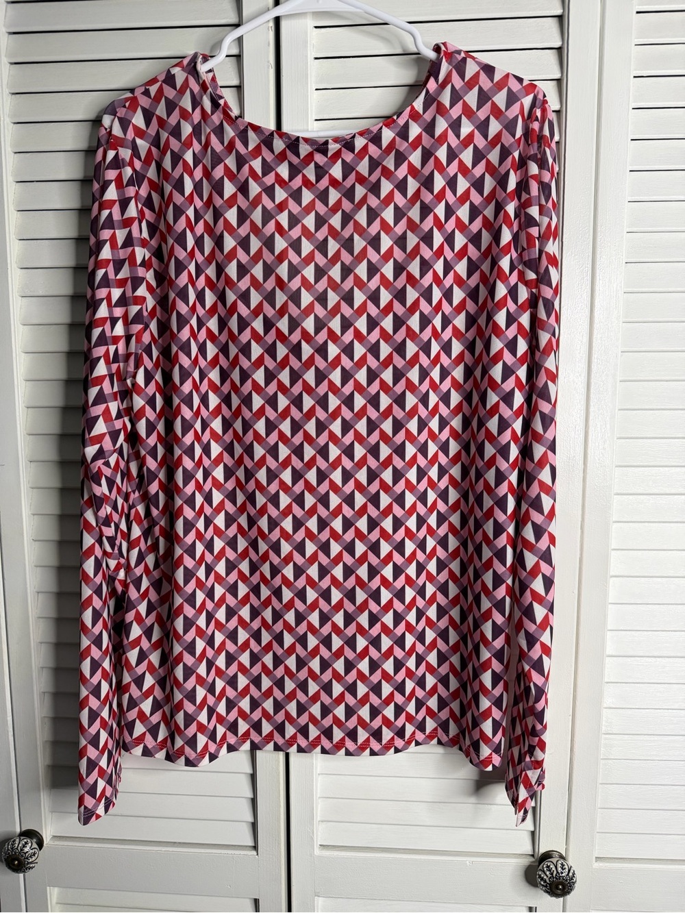 ELOQUII Geometric Cutout Long Sleeve Top Size 22/24 Sleeve Sheer Flattering bold - Picture 3 of 8